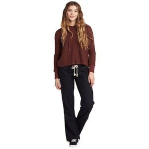 Roxy Oceanside Linen Pants Black Sz large  Flare Leg Wide Leg Boho Beach Lounge